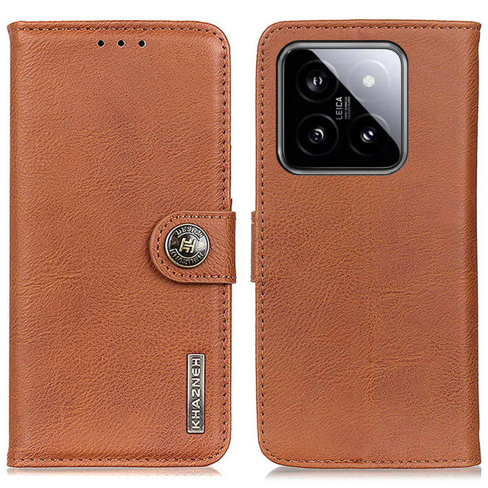 

Khazneh Für Xiaomi 14 Pro -hülle Leder Kuhläden Texturständer Schockdelie Telefonabdeckung - Braun, Xiaomi 14 Pro