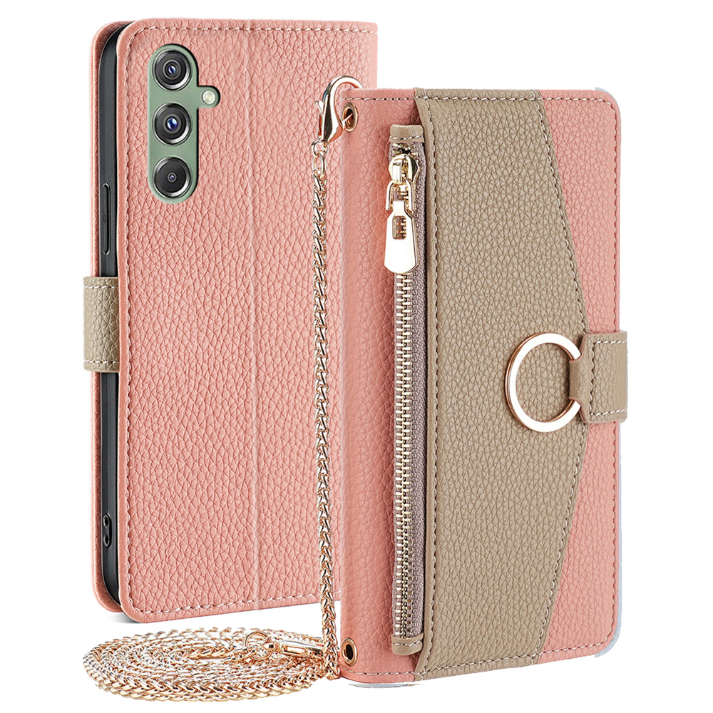 

Für Samsung Galaxy M34 5G / F34 5G Hülle PU Leder Crossbody Telefonabdeckung Mit Make -up -spiegel - Rosa, Galaxy M34 5G