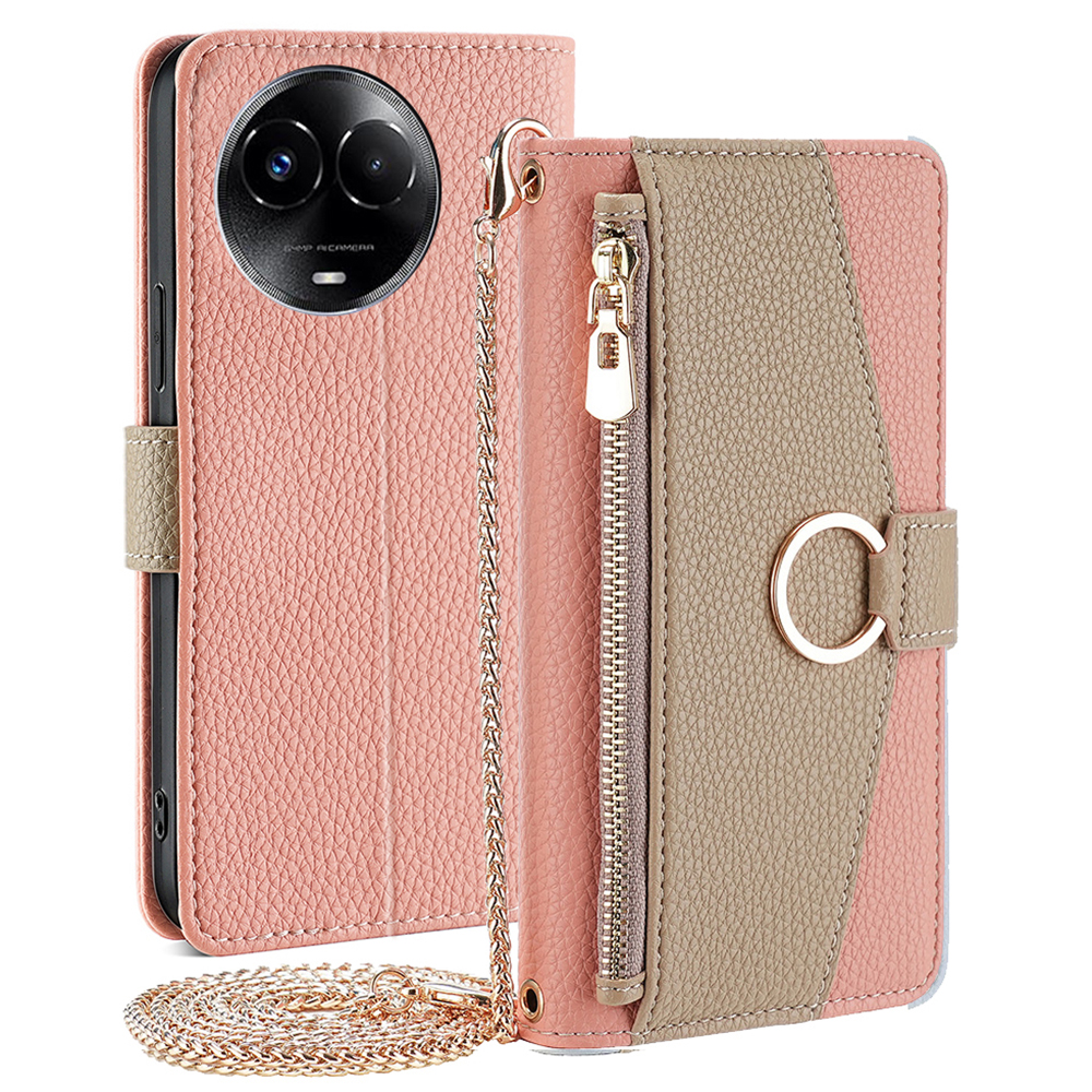 

Für Realme 11 5G (Taiwan / Indien) / 11x 5g Hülle PU Leder Crossbody Wallet Telefonabdeckung - Rosa, Realme 11 5G (Global)