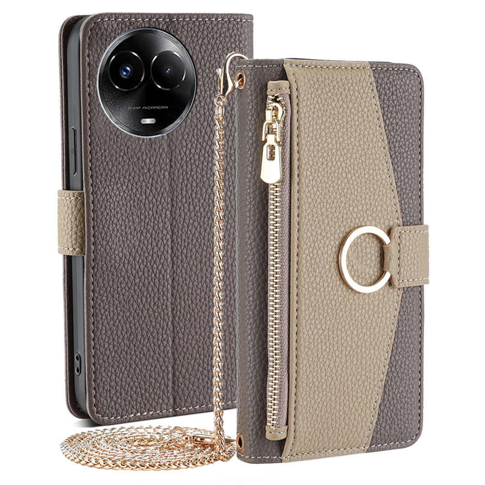 

Für Realme 11 5G (Taiwan / Indien) / 11x 5g Hülle PU Leder Crossbody Wallet Telefonabdeckung - Grau, Realme 11 5G (Global)