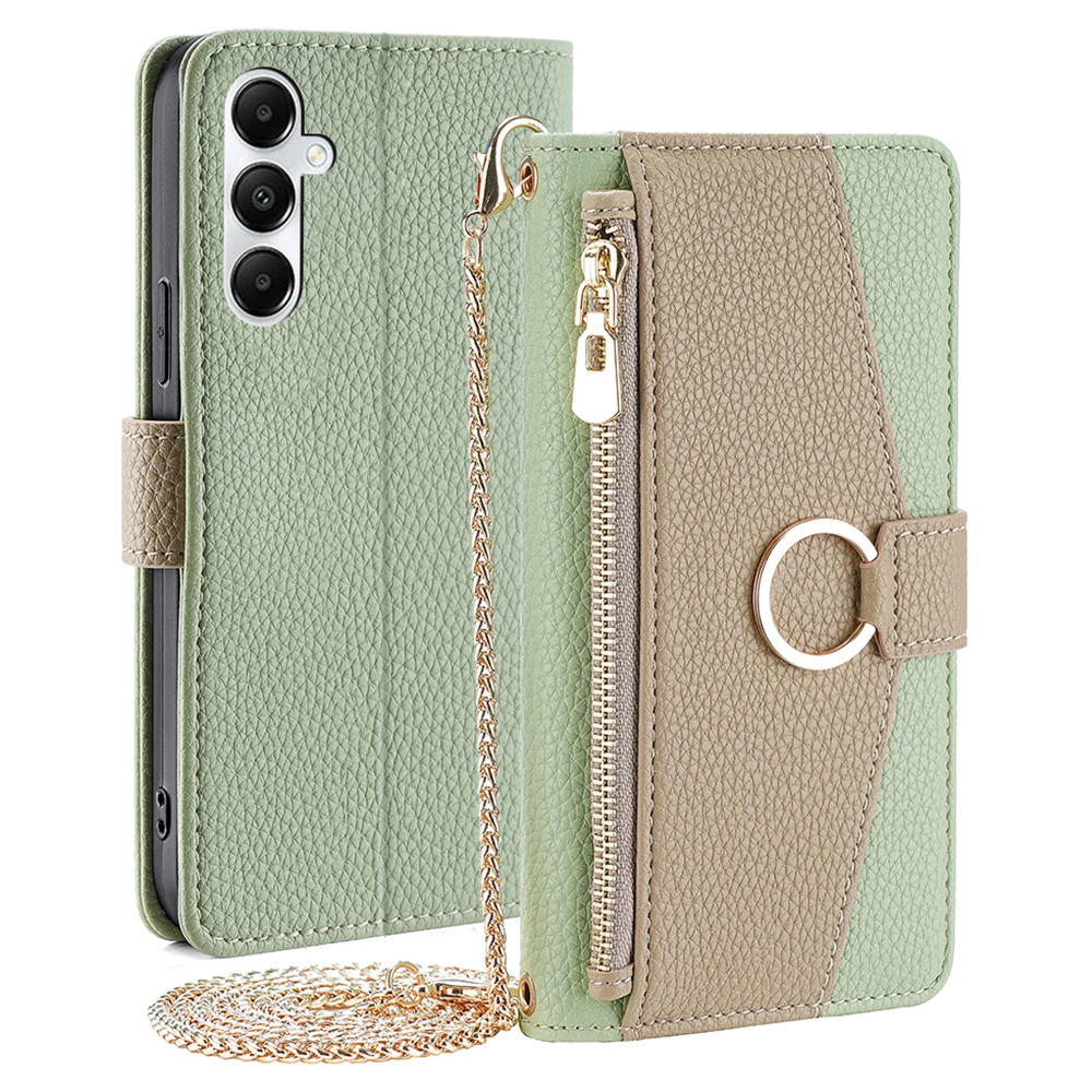 

Für Samsung Galaxy A05s 4G Hülle PU Leder Flip Cover Mit Make -up -spiegel - Grün, Samsung Galaxy A05s 4G