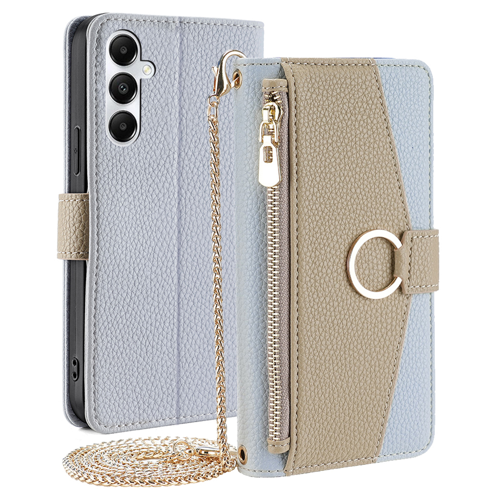 

Für Samsung Galaxy A05s 4G Hülle PU Leder Flip Cover Mit Make -up -spiegel - Blau, Samsung Galaxy A05s 4G