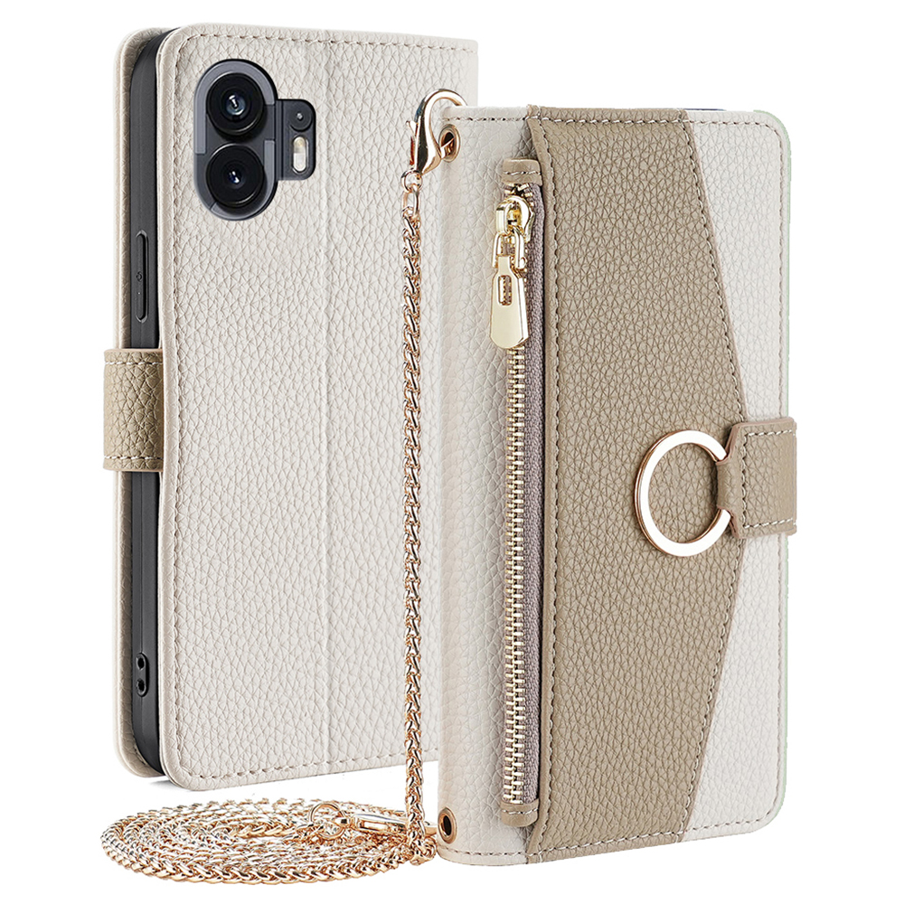 

Für Nichts Telefon (2) Hülle PU Leder Magnetic Reißverschluss Pocket Phone Deckung - Weiß, Nothing Phone (2)