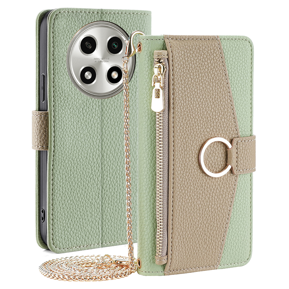 

Für Oppo A2 Pro 5G Hülle PU Leder Brieftasche Telefonabdeckung Mit Make -up -spiegel - Grün, Oppo A2 Pro 5G