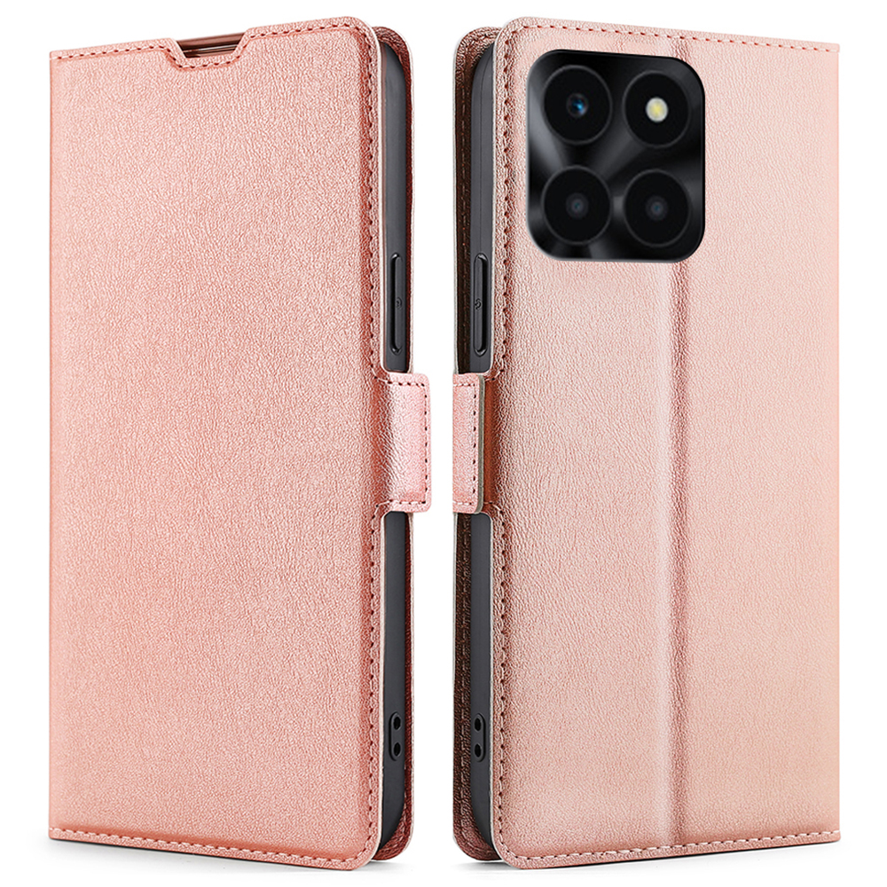 

Für Ehren X6a 4g-hülle Kratzfeste PU Leder Unterstützende Standkartenschlitz-telefonschutz - Roségold, Honor X6a 4G