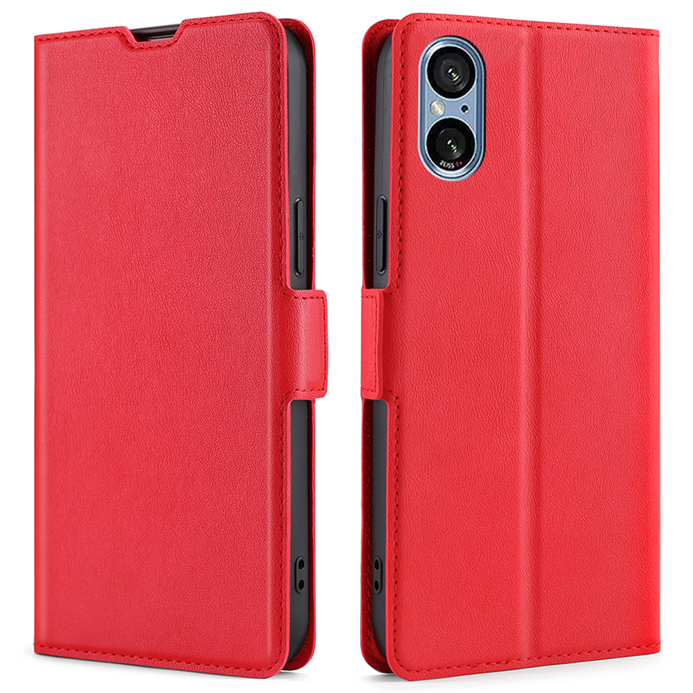 

Für Sony Xperia 5 V Case Anti-scratch PU Leder Unterstützende Stand Telefonabdeckung - Rot, Xperia 5 V