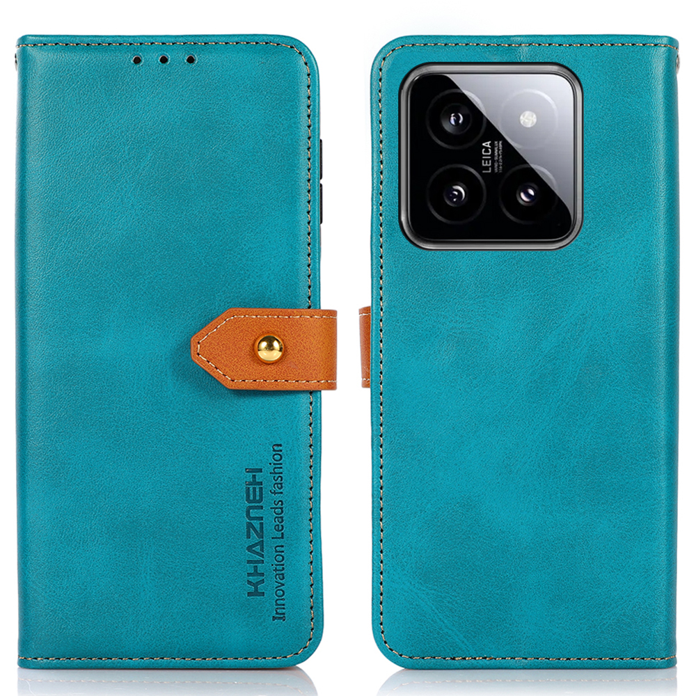 

Khazneh Für Xiaomi 14 Lederhülle Goldene Magnetschnalle Brieftasche Abdeckung - Blau, Xiaomi 14