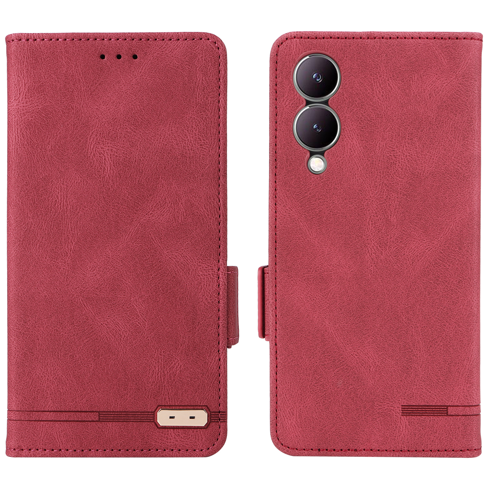 

Für Vivo Y17s 4g Hülle PU Leder Brieftaschen Hardware Dekor Kratzfeste Telefonschale - Rose, vivo Y17s 4G