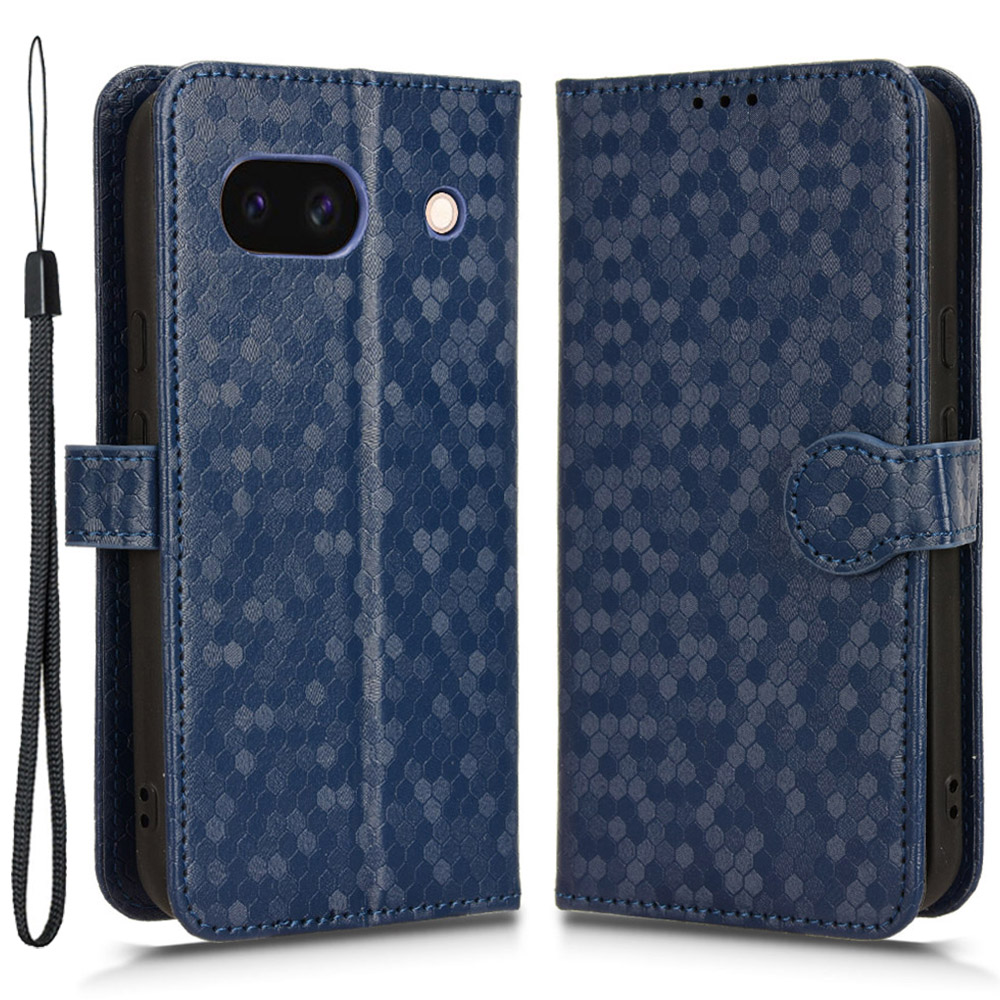 

Für Google Pixel 8a Hülle Schockdichte PU Leder Flip Wallet Telefonabdeckung Mit Riemen - Dunkelblau, Google Pixel 8a
