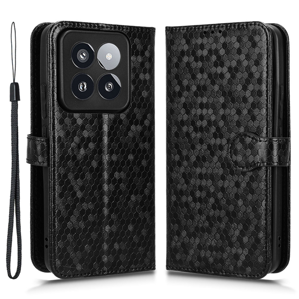 

Für Xiaomi 14 Pro Case Kratzresistente Pu-lederständer Telefonschale Mit Riemen - Schwarz, Xiaomi 14 Pro