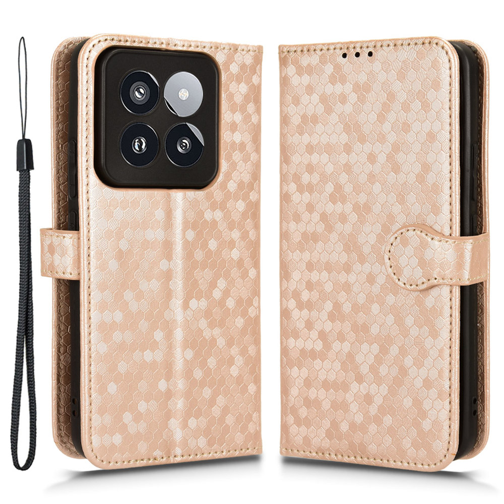 

Für Xiaomi 14 Pro Case Kratzresistente Pu-lederständer Telefonschale Mit Riemen - Roségold, Xiaomi 14 Pro