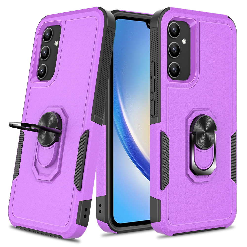 

Für Samsung Galaxy A34 5G Mobilfunkkoffer Ring Kickstand Design PC+TPU Anti-scratch-abdeckung - Lila, Galaxy A34 5G