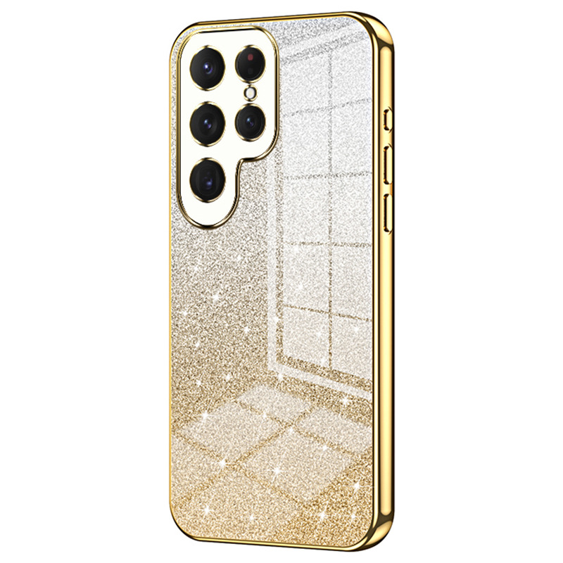 

Für Samsung Galaxy S24 Ultra TPU -hülle Präziser Ausschnitt Glitzer -design Telefon Zurück -deckung - Gold, Galaxy S24 Ultra