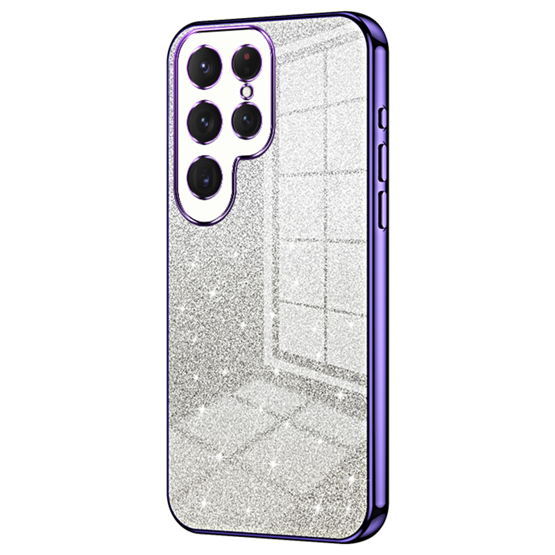 

Für Samsung Galaxy S24 Ultra TPU -hülle Präziser Ausschnitt Glitzer -design Telefon Zurück -deckung - Lila, Galaxy S24 Ultra