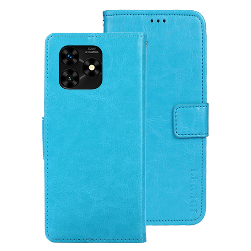 

Idewei Für Umidigi G5 Mecha Hülle PU Leder Verrückte Pferde Textur Telefonschale - Himmelblau, Umidigi G5 Mecha