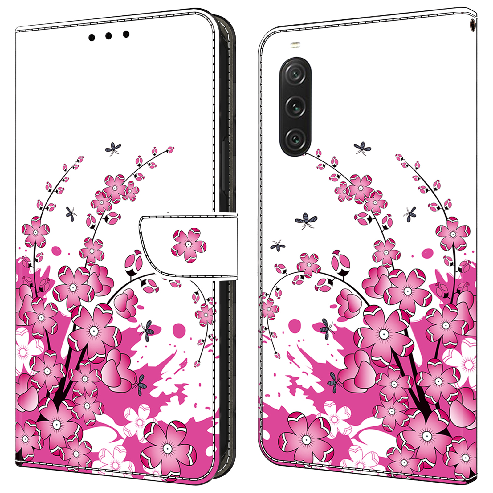 For Sony Xperia 10 V Wallet Phone Case Pattern Printing PU Leather Flip Cover - Flower Vine