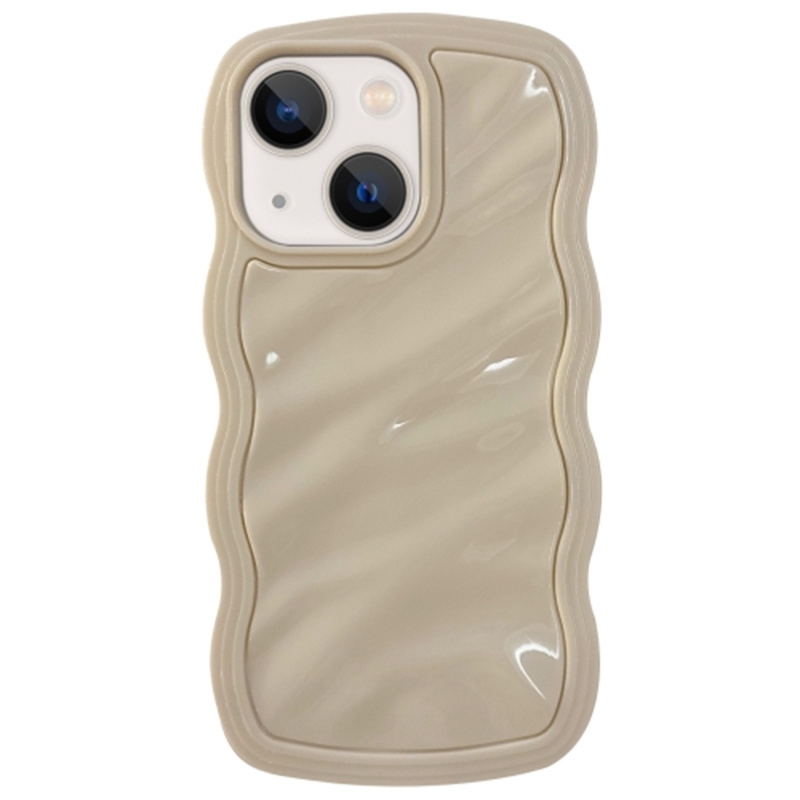 For iPhone 15 TPU Case Wave Frame Water Ripple Mobile Phone Back Cover - White