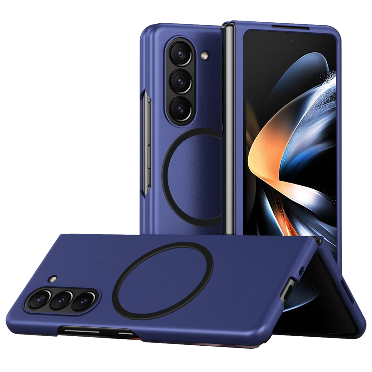 For Samsung Galaxy Z Fold6 5G Magnetic Case Skin-Touch Matte Hard PC Phone Cover - Sapphire