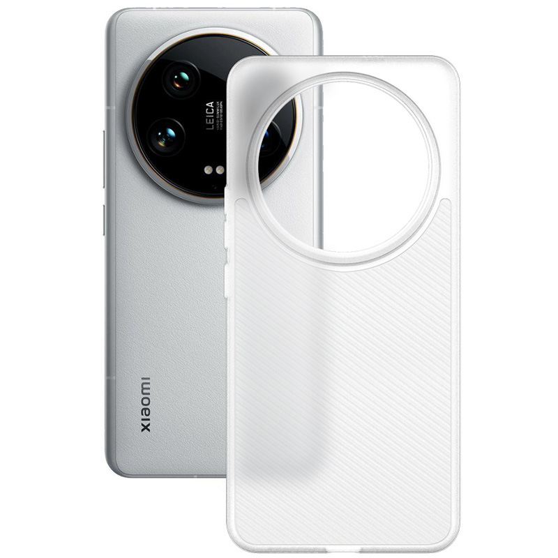 IMAK For Xiaomi 14 Ultra Phone Case 0.7mm Ultra Thin Ripple Texture PP Back Cover - Transparent White