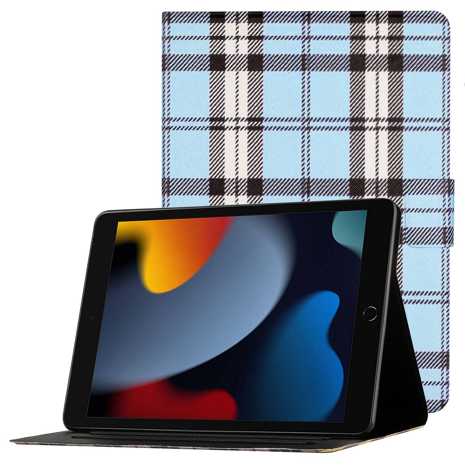 

For iPad 10.2 (2021)/(2020)/(2019)/iPad Pro 10.5-inch (2017) Pattern Printing PU Leather Auto Wake/Sleep Tablet Case with Card Holder Stand - Blue, iPad 10.2 (2021)