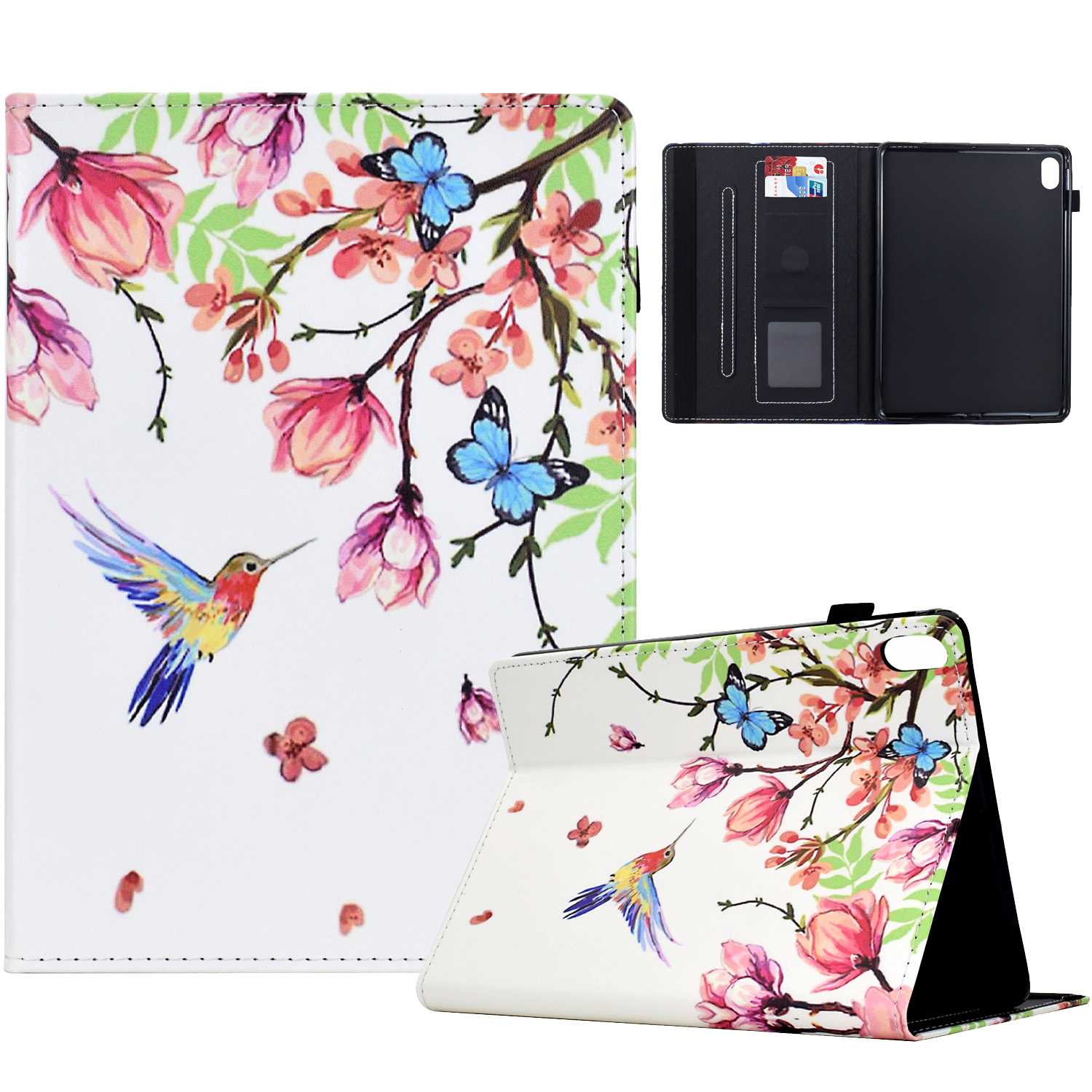 For iPad (2025) / 10.9 (2022) Case Pattern Printing Tablet Cover Shockproof Leather Card Holder Stand Case - Flowers And Birds