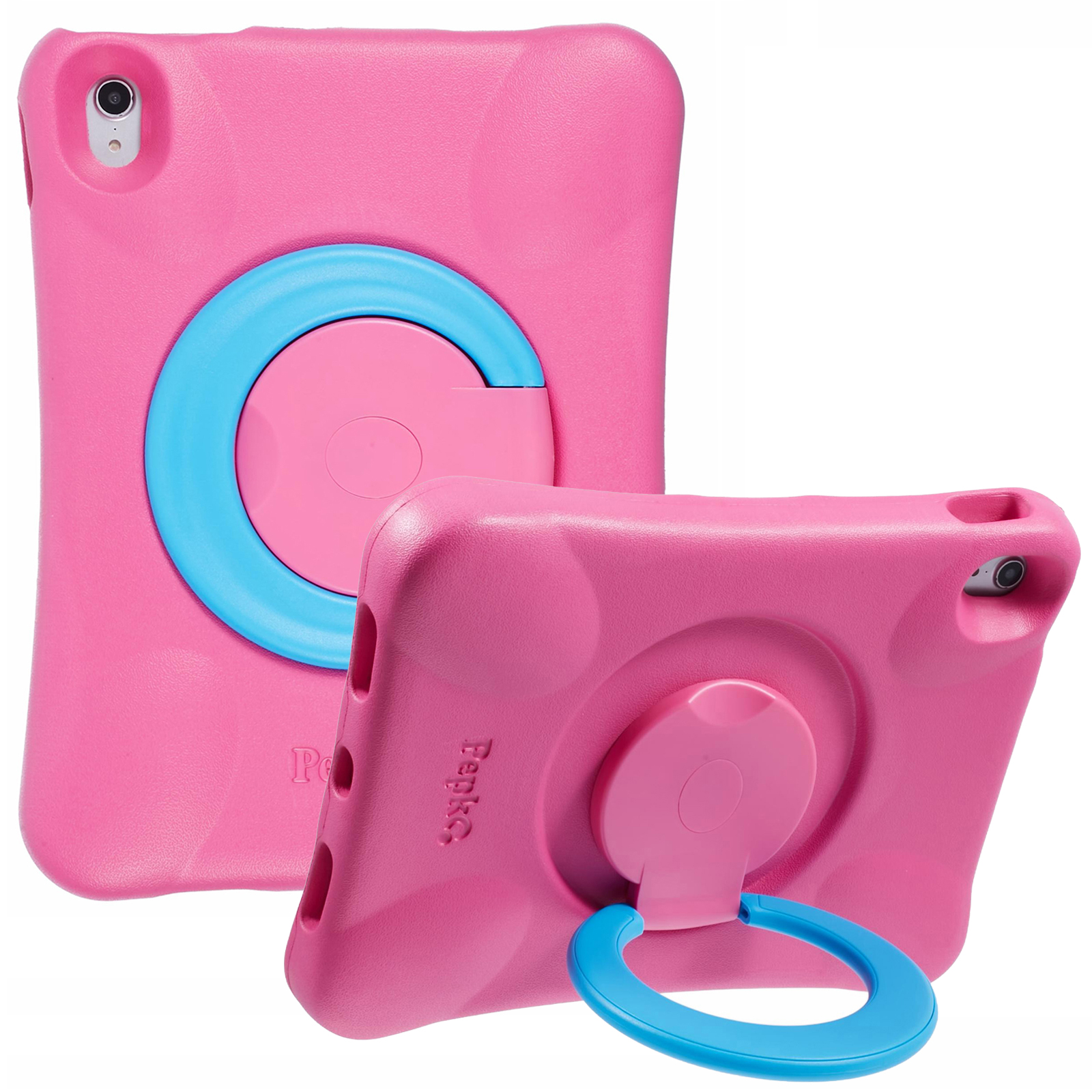 PEPKOO For iPad Air 11 (2026) / (2025) / (2024) Shockproof Tablet Case 360-Degree Rotatable PC Kickstand EVA Protective Cover - Rose / Blue