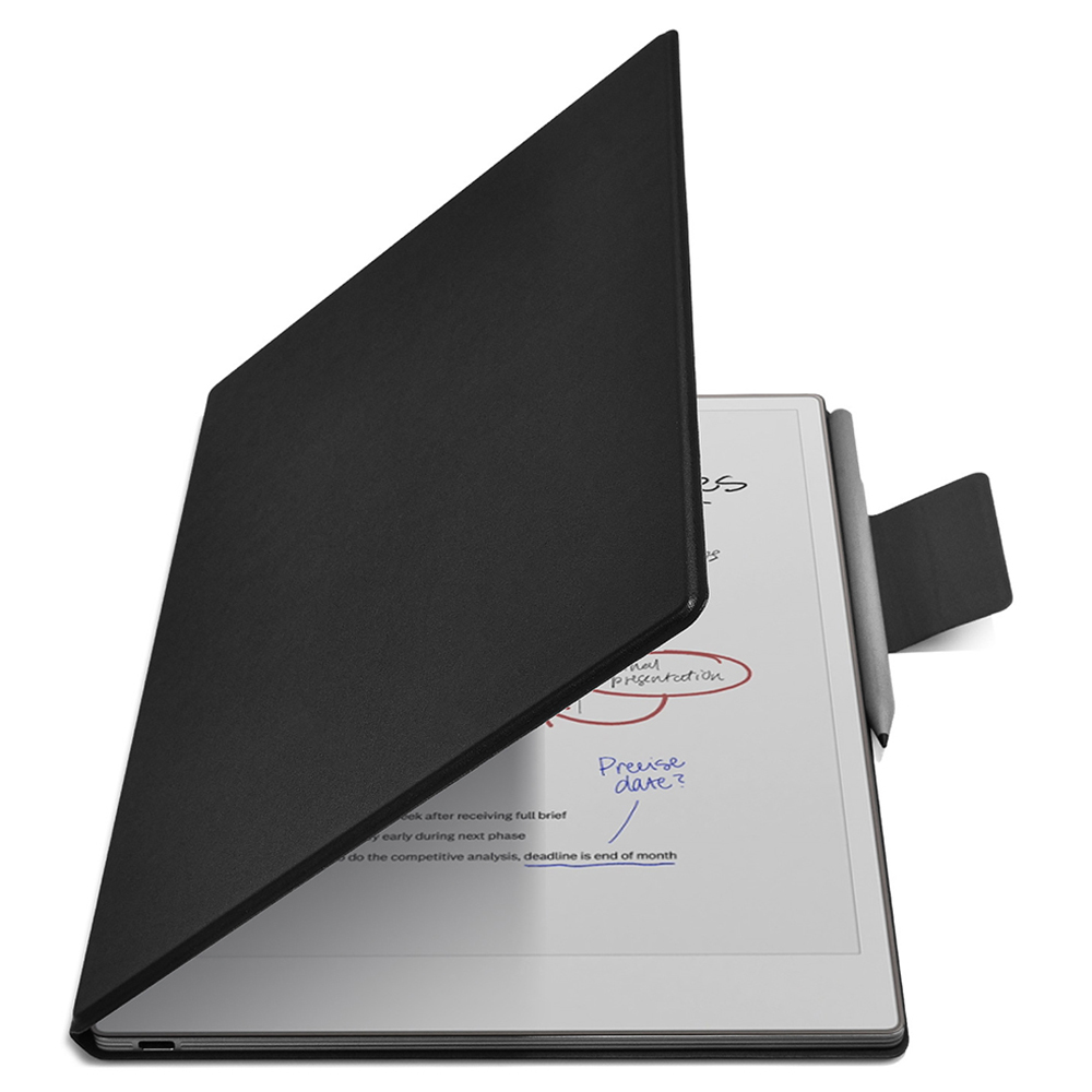 For Remarkable Paper Pro Case PC+PU Leather Tablet Magnetic Cover with Pen Holder Auto Wake  /  Sleep - Black
