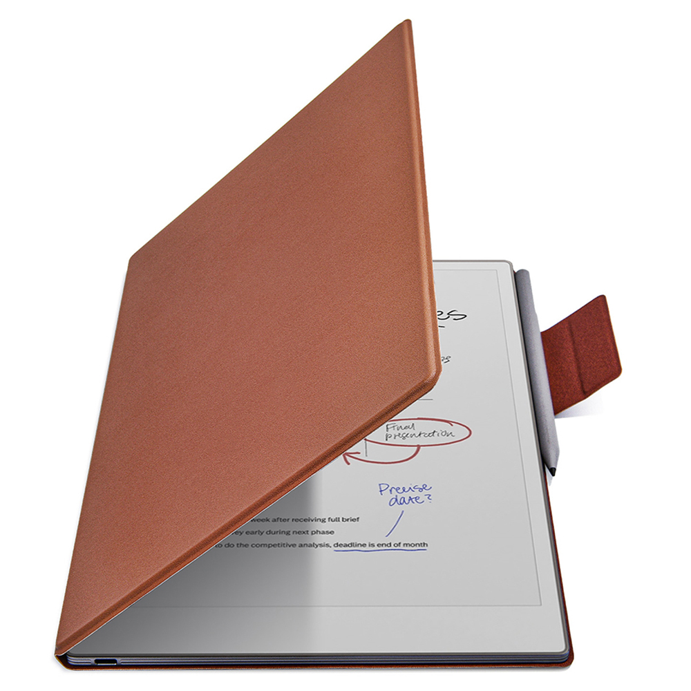 For ReMarkable Paper Pro Case PC+PU Leather Tablet Magnetic Cover with Pen Holder Auto Wake  /  Sleep - Brown