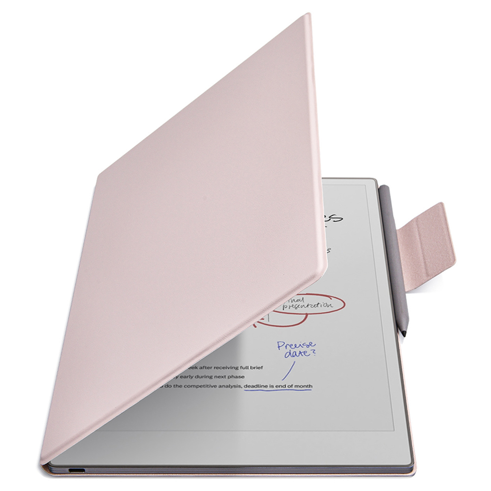 For ReMarkable Paper Pro Case PC+PU Leather Tablet Magnetic Cover with Pen Holder Auto Wake  /  Sleep - Pink