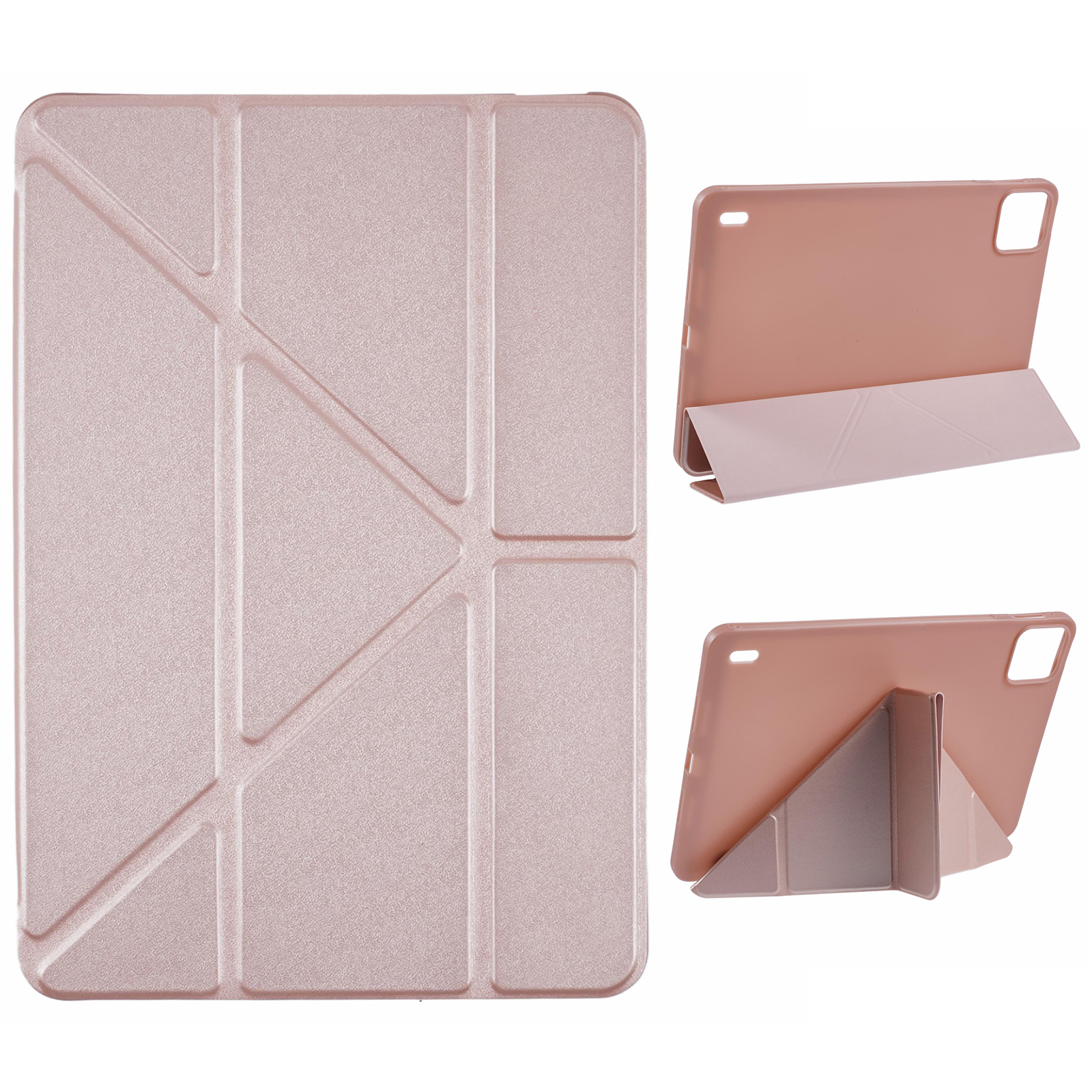 For Xiaomi Poco Pad X1 / Pad 8 Pro / Pad 8 / Pad 7 Pro / Pad 7 Case PU Leather+Silicone Origami Stand Protective Cover - Rose Gold