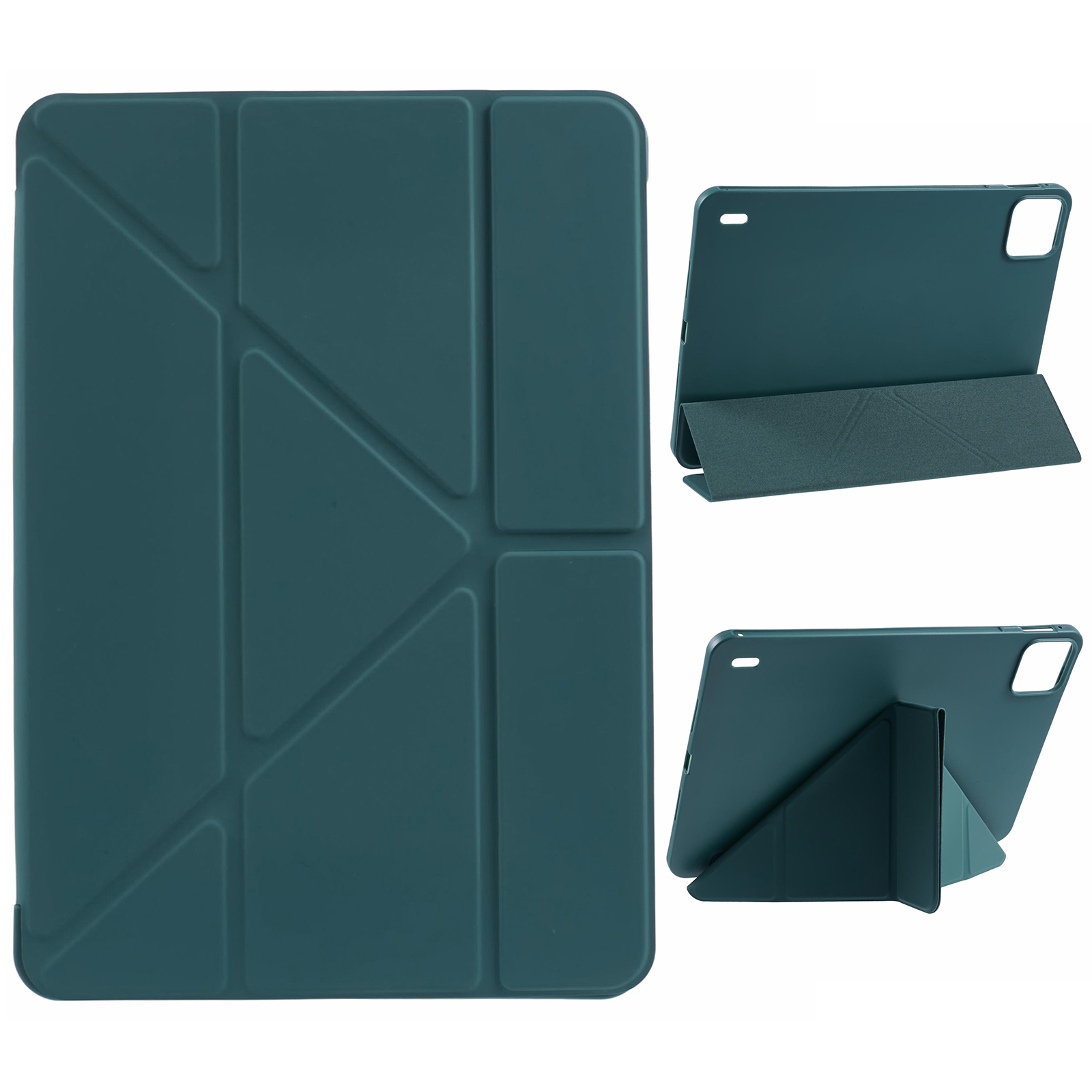 For Xiaomi Poco Pad X1 / Pad 8 Pro / Pad 8 / Pad 7 Pro / Pad 7 Case PU Leather+Silicone Origami Stand Protective Cover - Midnight Green