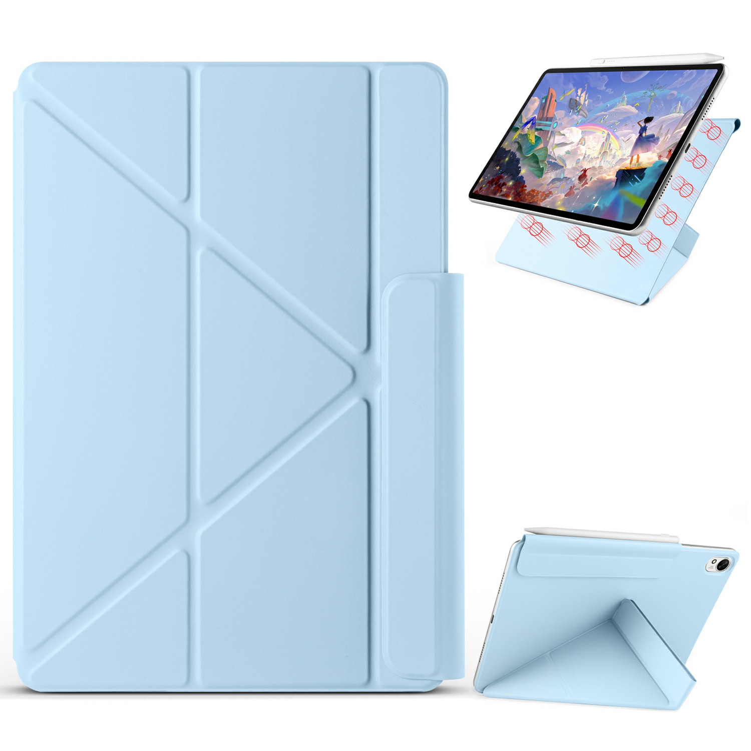 For Huawei MatePad 11.5 S (2025) / MatePad 11.5 S (2024) Case PC + PU Leather Origami Stand Magnetic Tablet Cover - Baby Blue