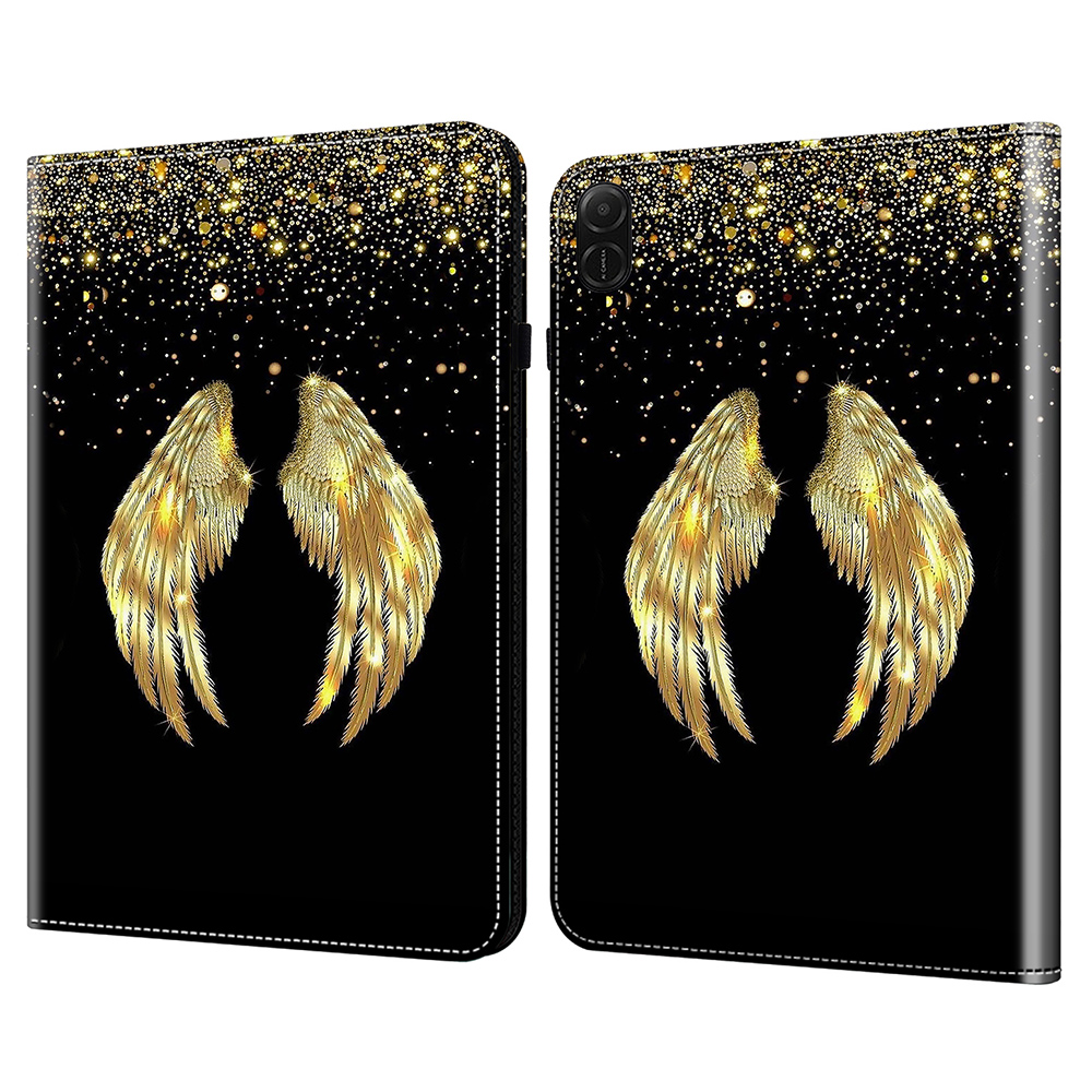 For Honor Pad X8b / Pad X8a Case Flip Stand Leather Tablet Cover Pattern Printed - Gold Wings