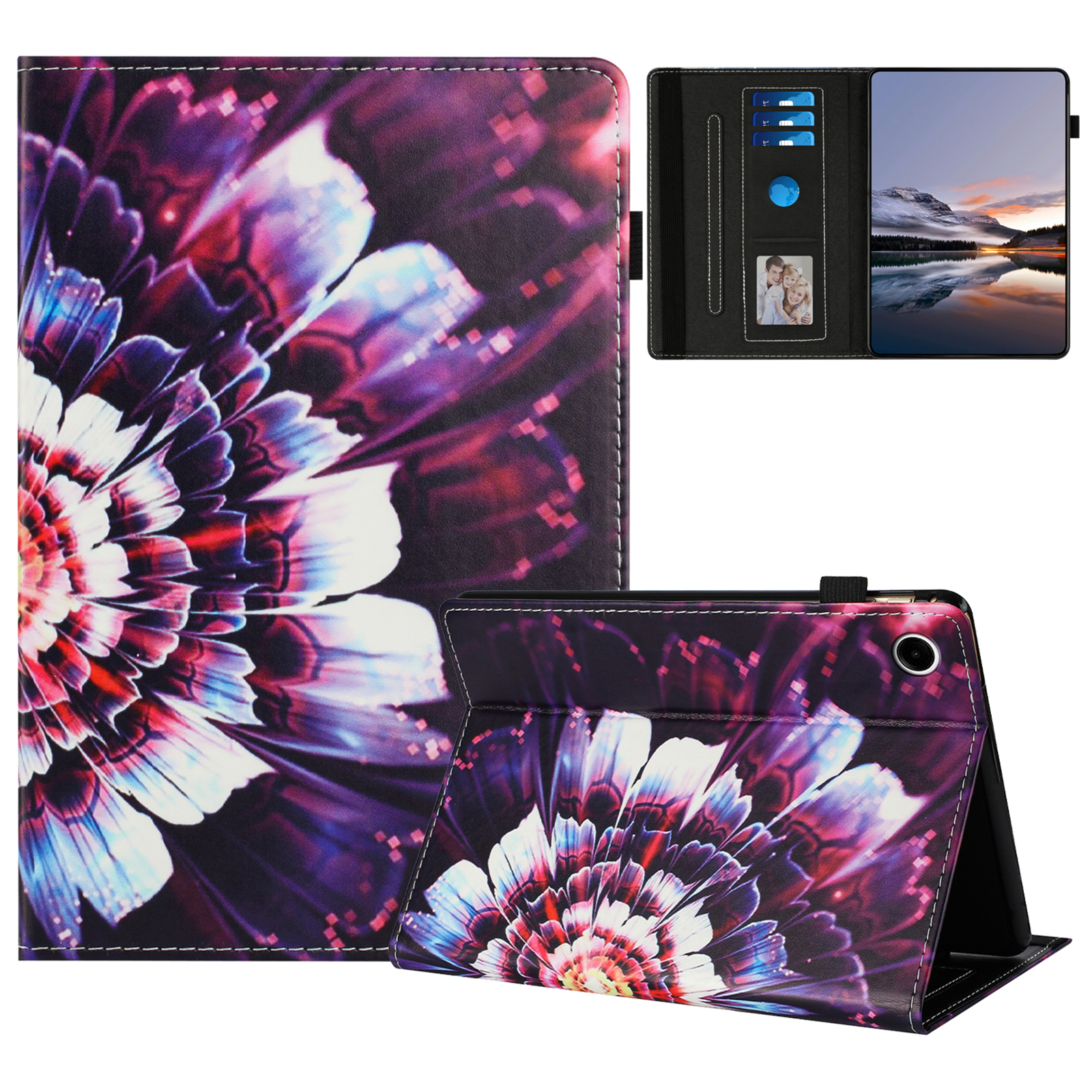 For Lenovo Tab M10 (Gen 3) Case Pattern Leather Tablet Cover with Auto Sleep / Wake, Card Holder - Flower Fox