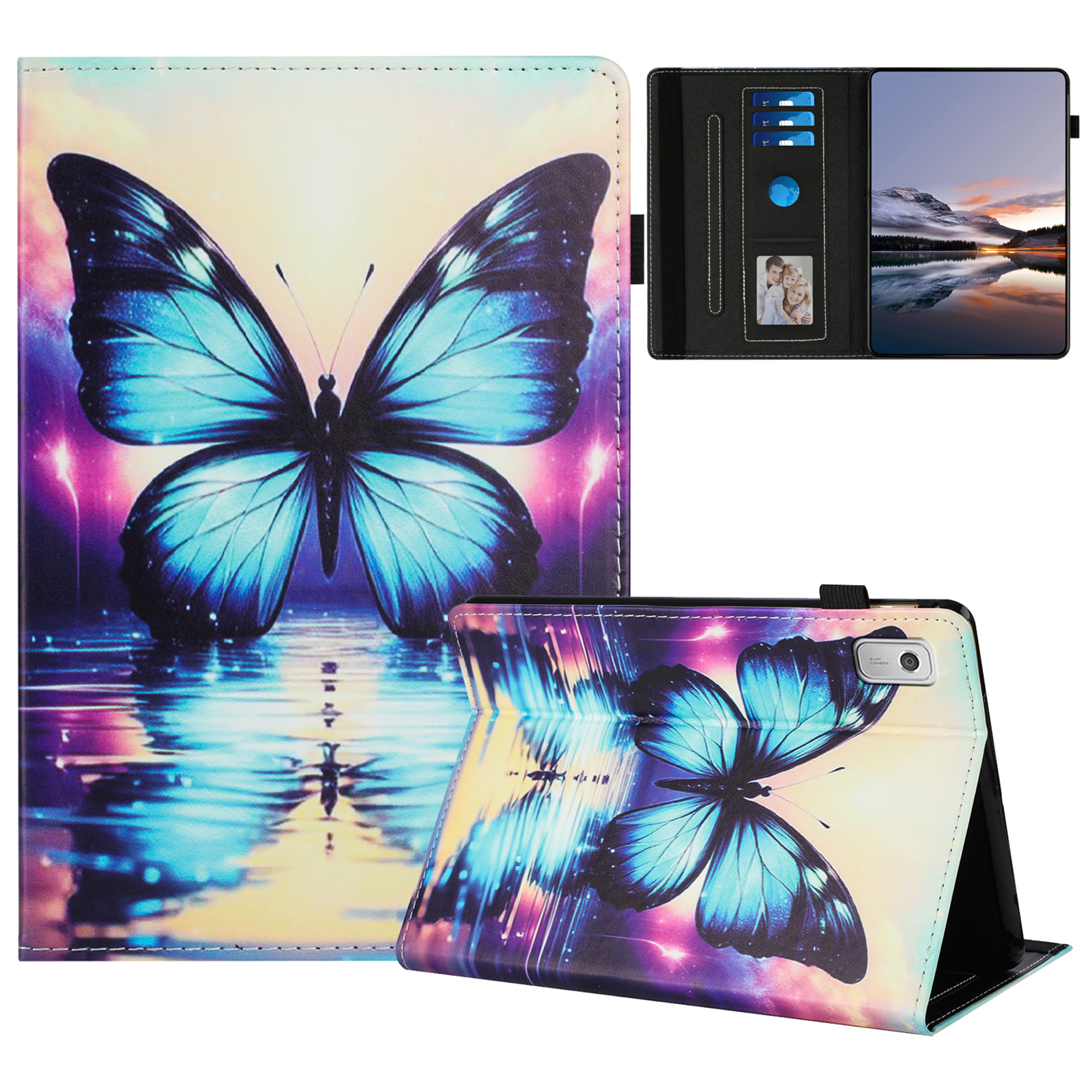 For Lenovo Tab M9 TB-310FU Case Pattern Leather Tablet Cover with Auto Sleep / Wake, Card Holder - Flower Fox