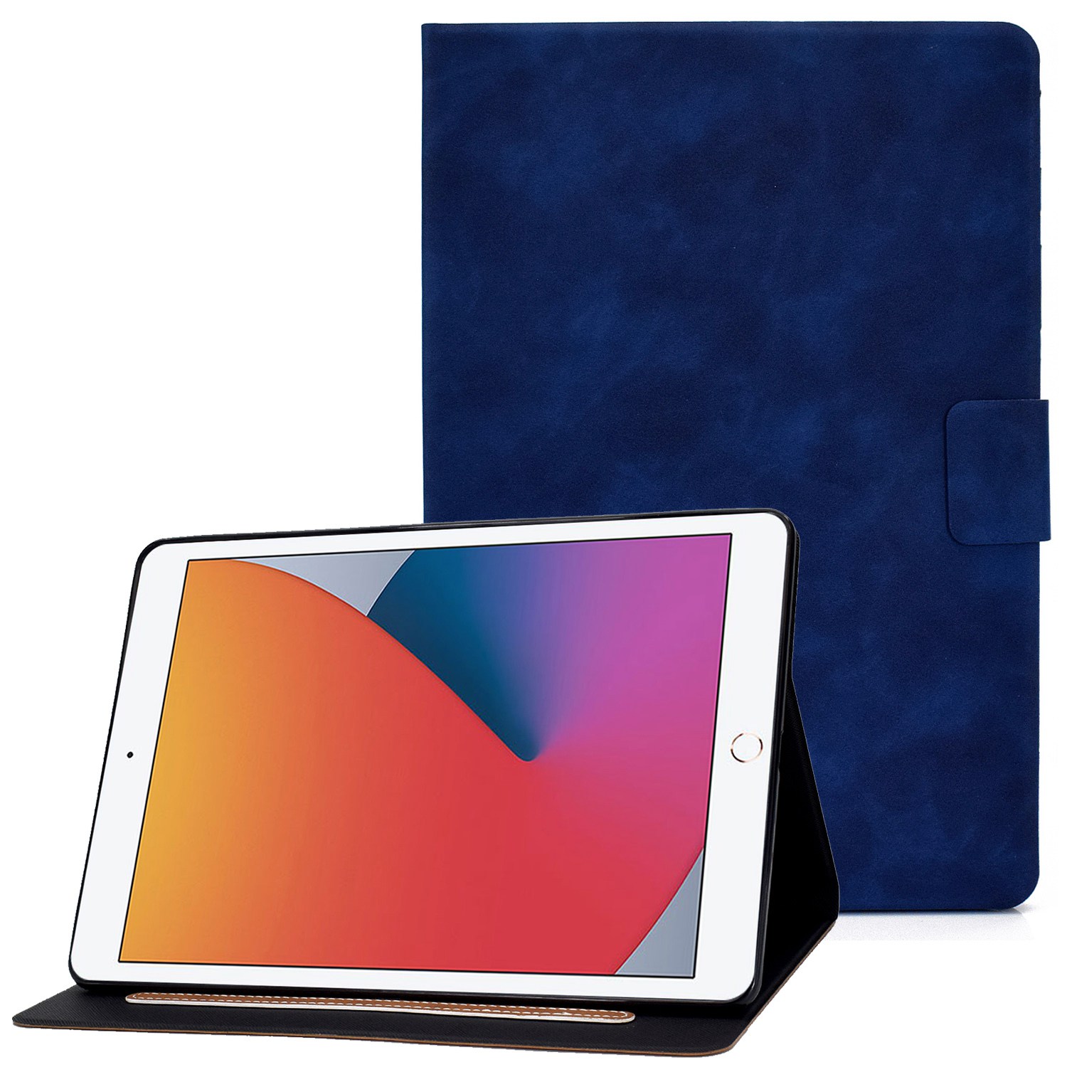 

For iPad 10.2 (2020) (2019) / iPad Air 10.5 inch (2019) Calf Textured Leather Tablet Case Card Holder Adjustable Stand Protective Cover - Blue, iPad 10.2 (2020)