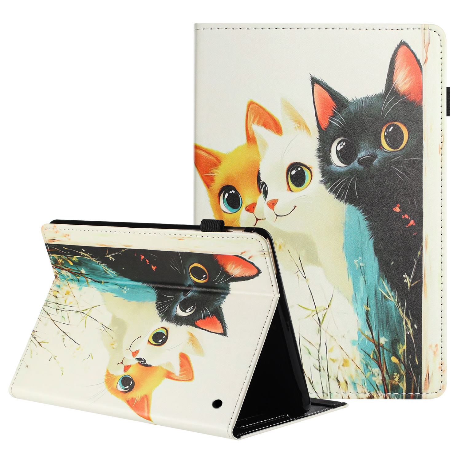 For Amazon Kindle Fire Max 11 2023 Tablet Case Litchi Texture Pattern Printing Leather Cover Auto Sleep  /  Wake with Card Holder - Three Cats