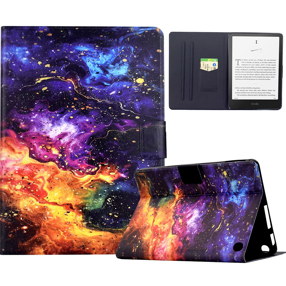 For Amazon Fire 7 (2022) Stand Case Pattern Printing Tablet Leather Cover with Auto Wake / Sleep - Nebula