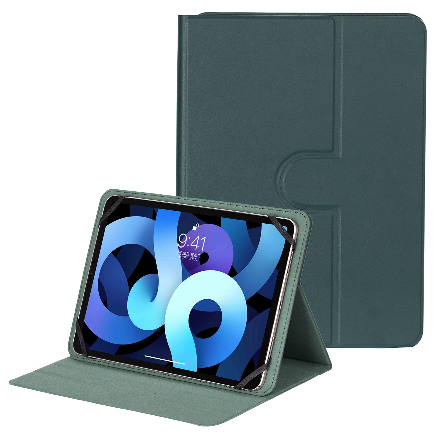 Universal 9 - 10 inch Case Adjustable Stand Shockproof Leather + Silicone Tablet Cover - Green