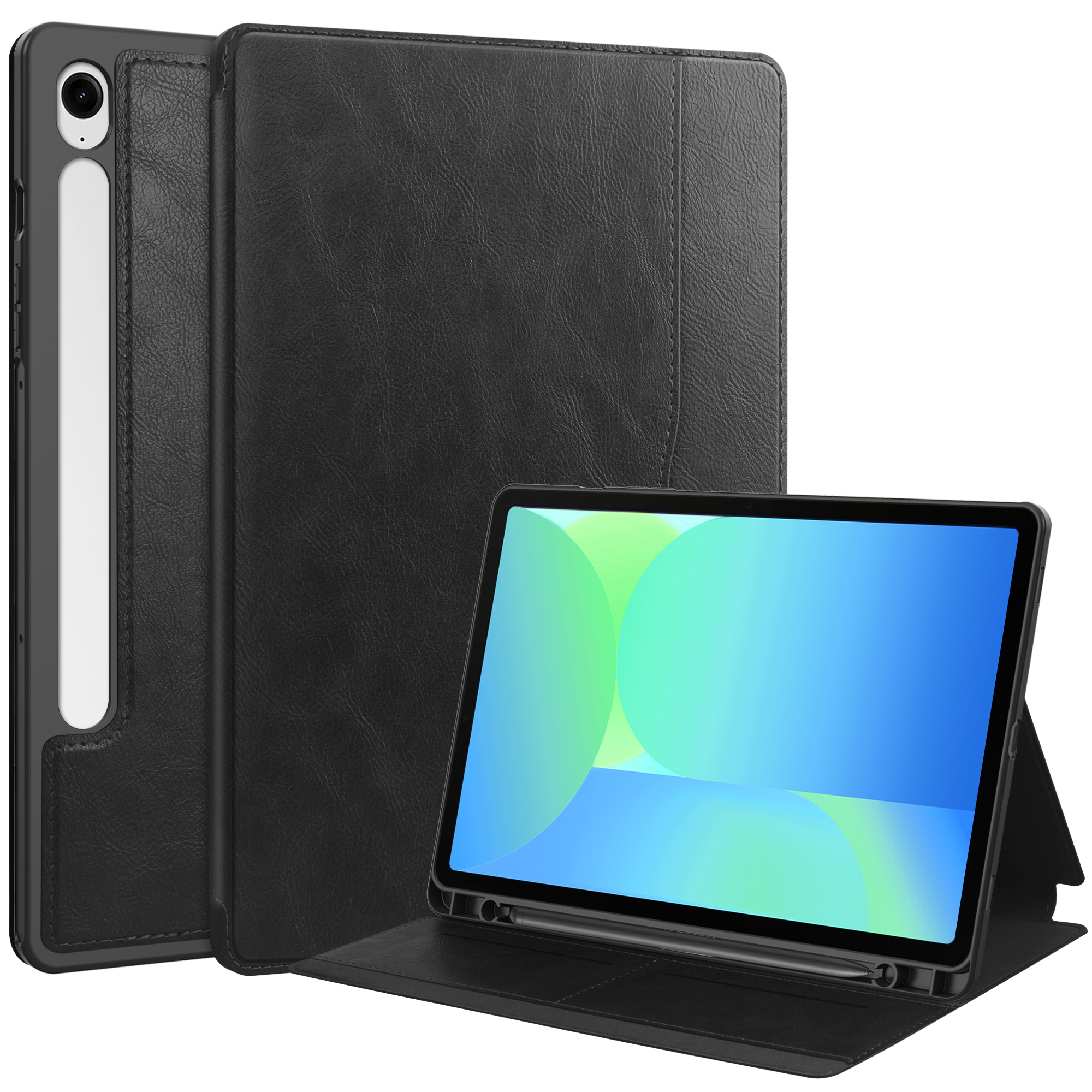 For Samsung Galaxy Tab S10 Lite / S10 FE / S9 FE Case Shockproof Leather Auto Wake / Sleep Tablet Stand Cover - Black