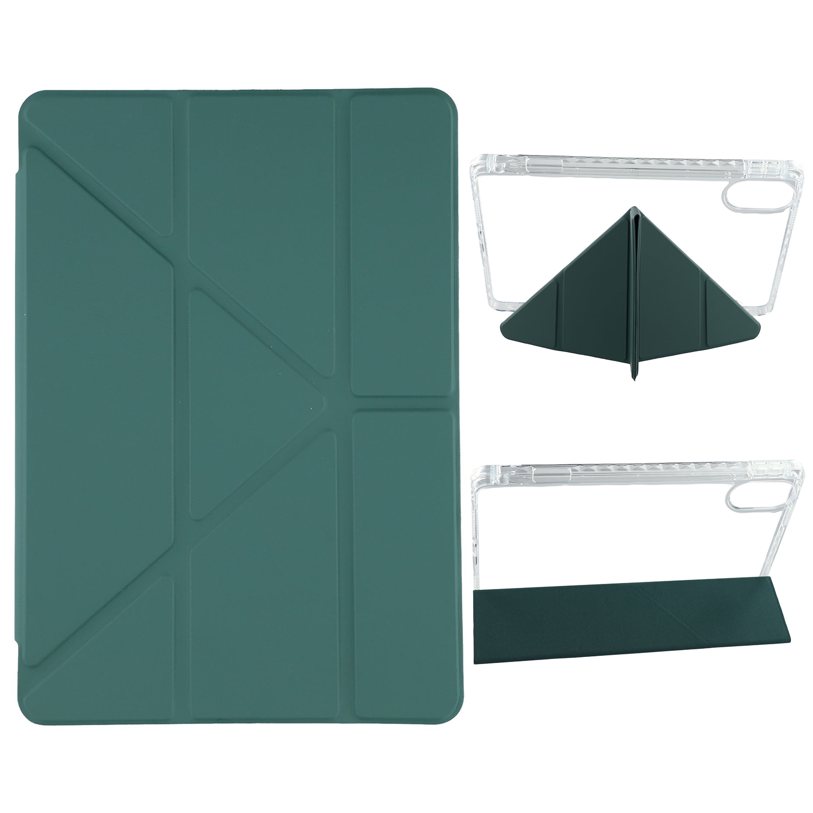 For Xiaomi Redmi Pad 2 11 Case PU Leather Origami Stand Clear Tablet Cover - Blackish Green