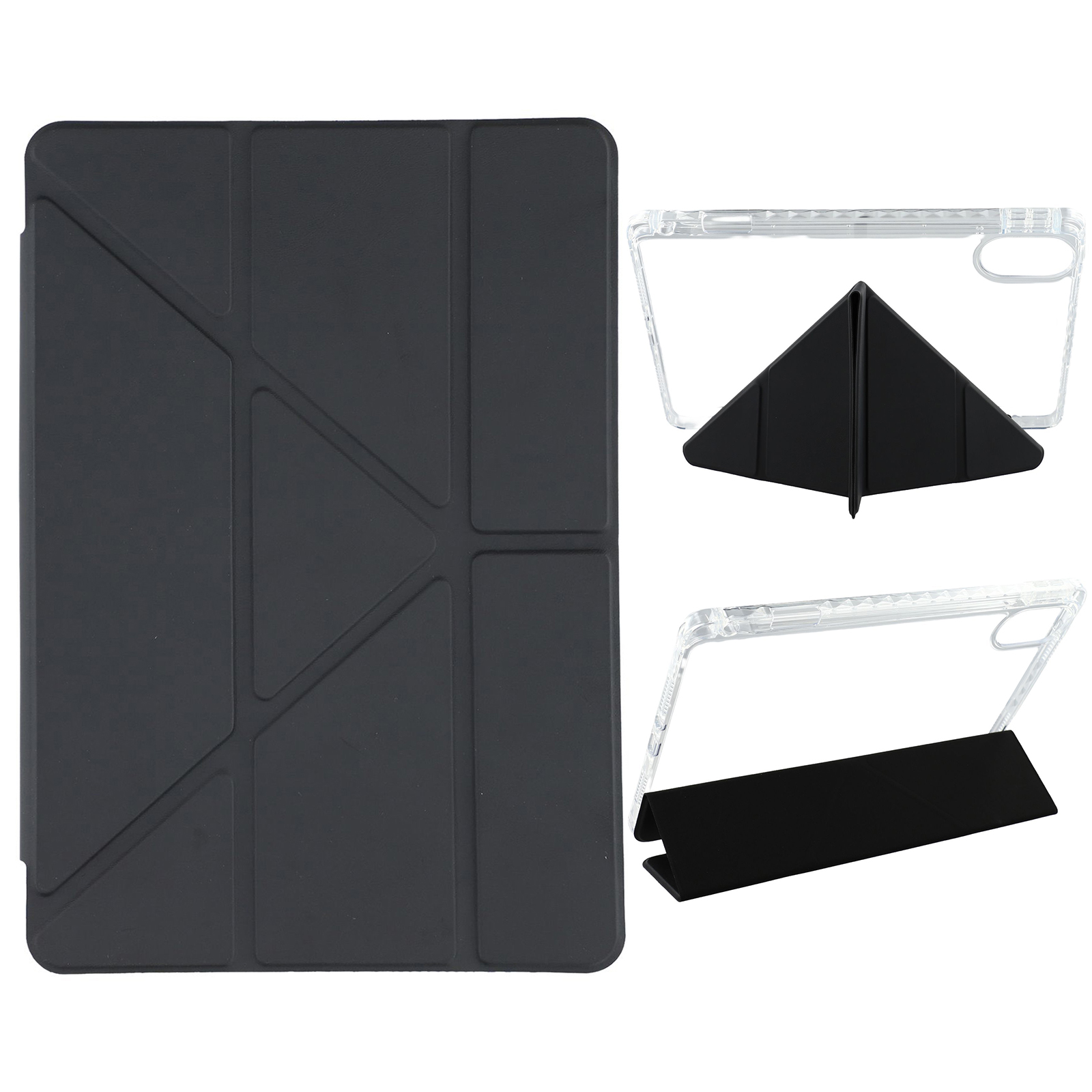 For Xiaomi Redmi Pad 2 11 Case PU Leather Origami Stand Clear Tablet Cover - Black