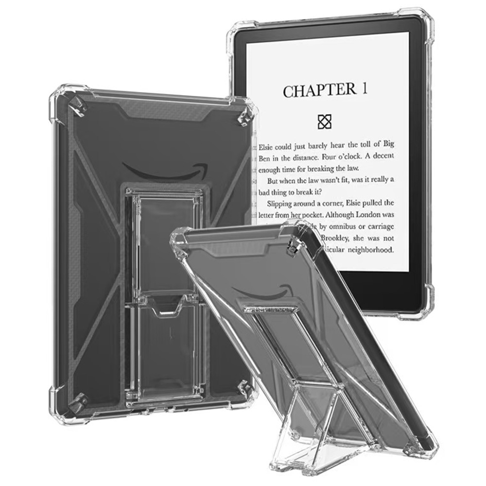 For Amazon Kindle Paperwhite (2024) / Kindle Colorsoft Clear Case Kickstand Shockproof TPU + PC Tablet Cover with Pen Slot