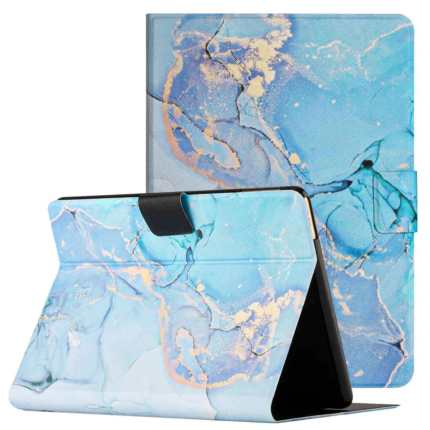 

Für Amazon Kindle Paperwhite 5 (2021) Kartenhalter Faltbarer Stand Tablet Case Marmormuster Auto Wake / Schlaflederabdeckung - Blauer Marmor, Amazon Kindle Paperwhite 5 (2021)