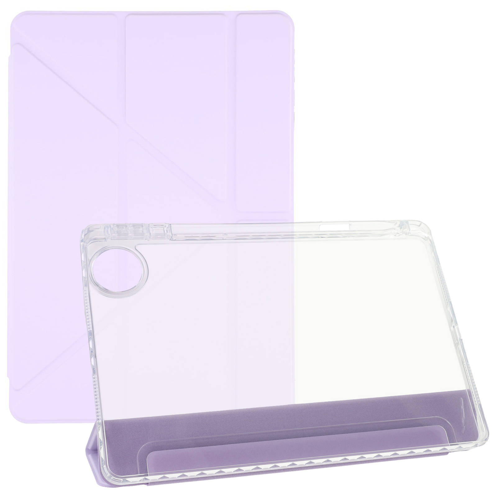 For Honor Pad 10 Case PU Leather Origami Stand Clear Tablet Cover - Purple