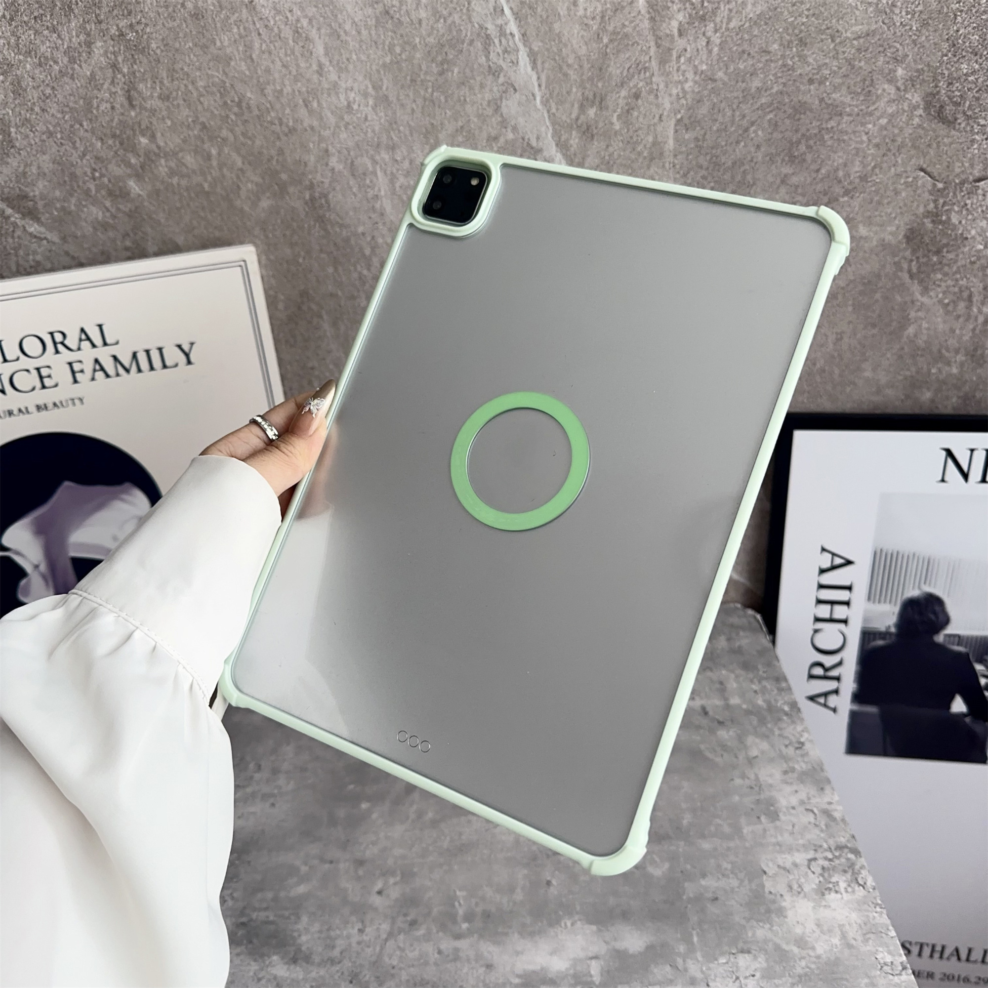 For iPad Air 11 (2026) / (2025) / (2024) Magnetic Case Frameless TPU Acrylic Clear Tablet Cover - Light Green