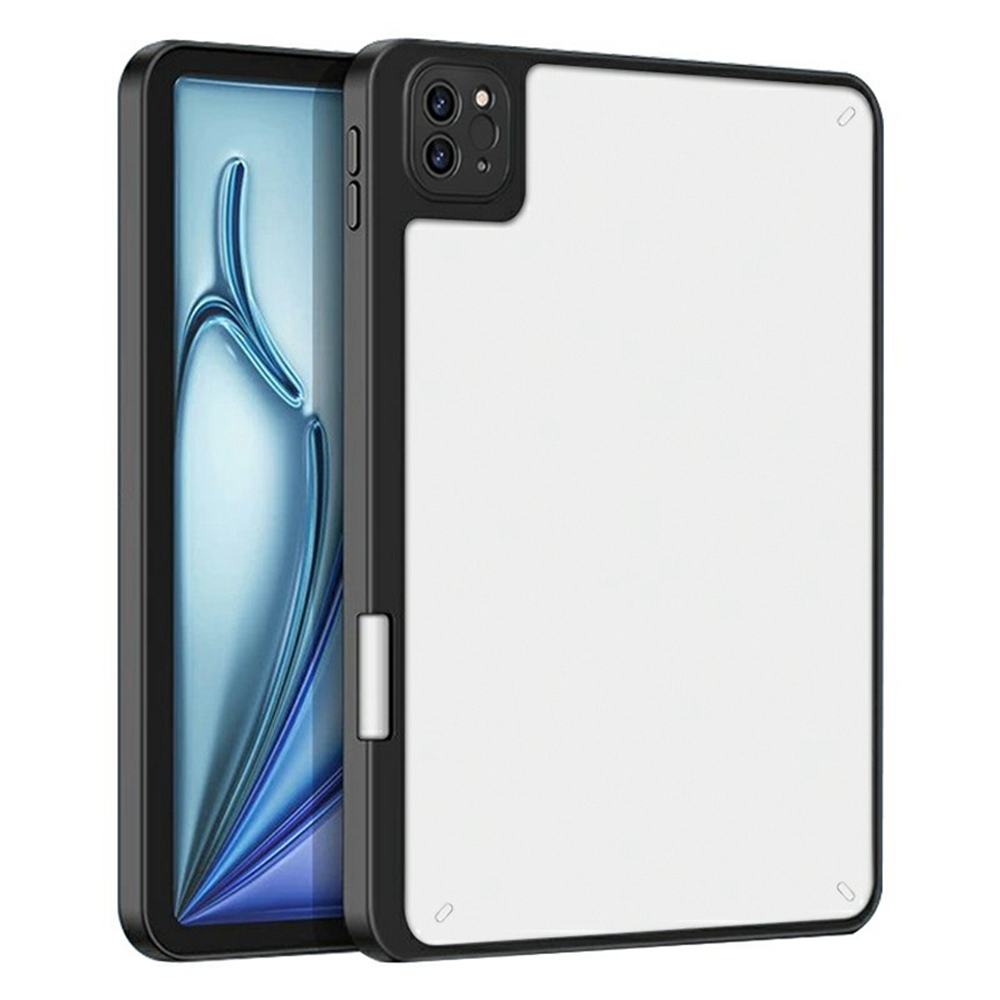 Tablet Case For iPad Pro 11 (2022) / (2021) / (2020) / (2018) , Acrylic + PC Matte Cover with Pencil Holder - Black