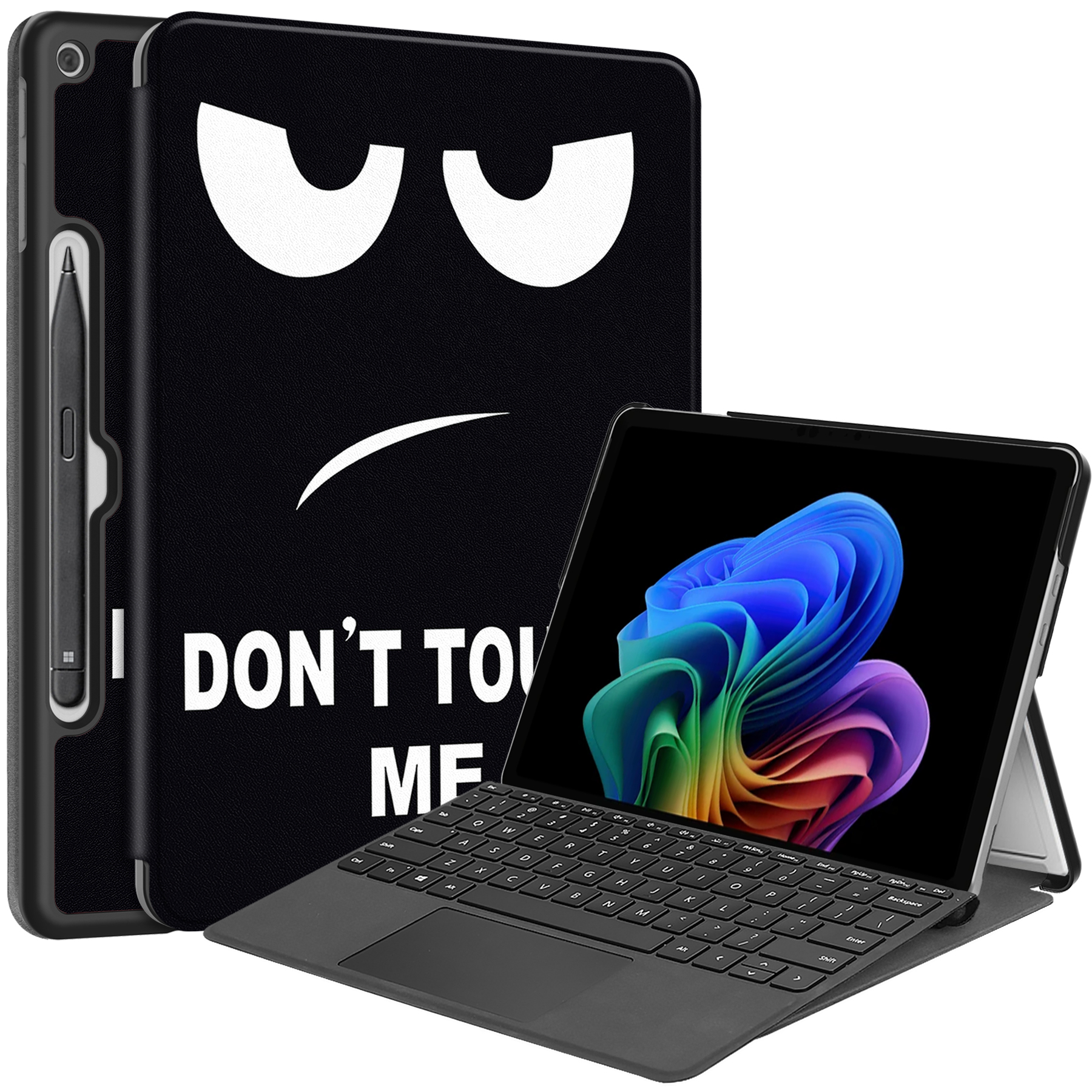 For Microsoft Surface Pro 12inch Case PU Leather Pattern Printing Stand Folio Tablet Cover - Don't Touch Me