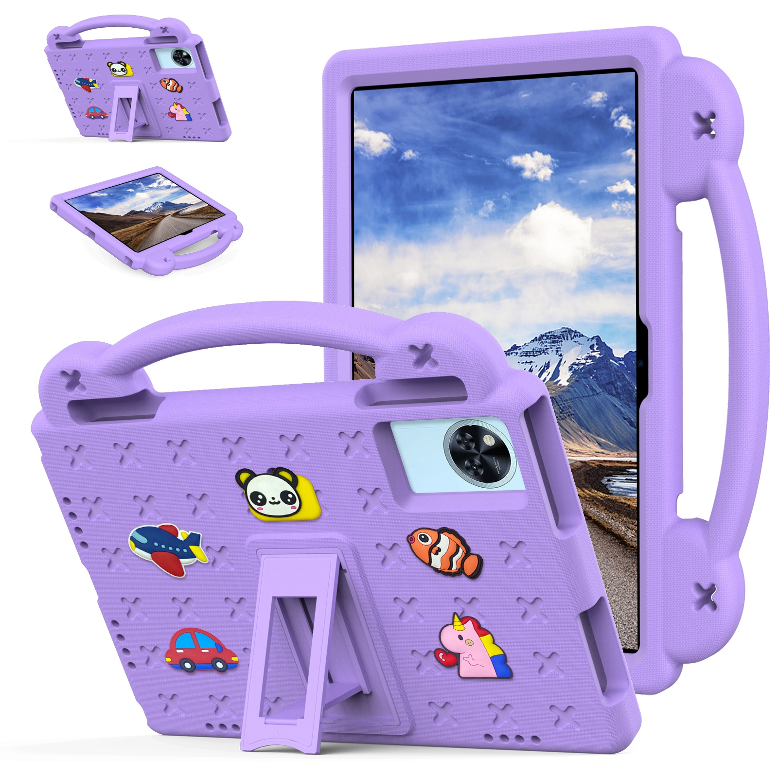 Cartoon Patterns Hand Grip Kickstand EVA Tablet Case For Lenovo Xiaoxin Pad 2025 / Tab M11 / Doogee U11 / U11 Pro / Tab G6 / G6+ / Infinix XPAD 30E / 