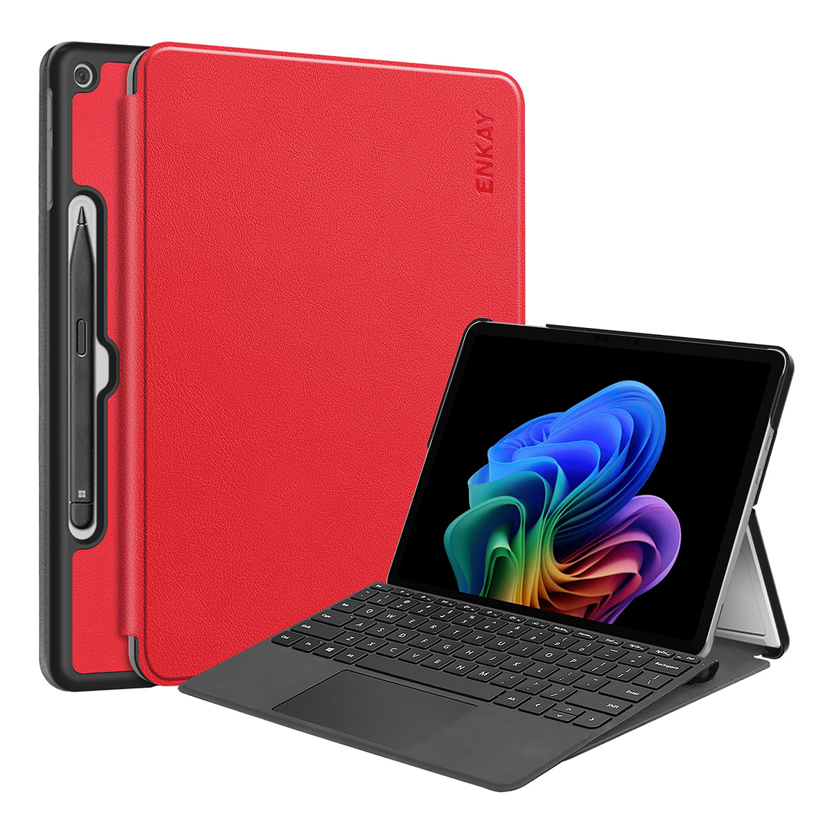 ENKAY HAT PRINCE For Microsoft Surface Pro 12inch Case PU Leather + PC Protective Cover with Stand - Red